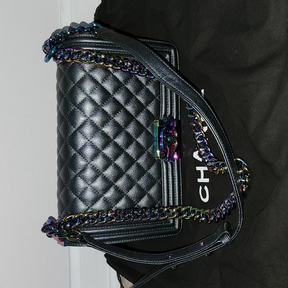 Authentic CHANEL Iridescent Mermaid Boy Bag